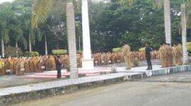 Berlangsungnya Apel Pagi di halaman kantor Bupati Halmahera Selatan (doc: Ridal/Kasedata)