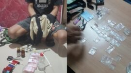 Tersangka RB beserta barang bukti saat diringkus oleh BNNP Malut [dok : kasedata]