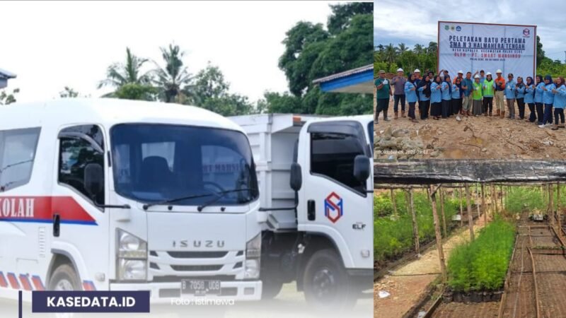 Bantuan bus sekolah, pelatakan batu pertama     pembangunan sekolah SMA hingga proses pembibitan dilakukan secara mandiri oleh warga Pulau Gebe [dok : kasedata]