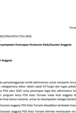 PSSI Perketat Klub Sepak Bola di Ternate, Legalitas Jadi Syarat Mutlak