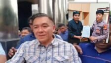 Bos Malut United, David Glen Oei/Kuasa hukum pelapor, Bahmi Bahrun, saat mencabut laporan setelah ada permintaan maaf dari pihak terlapor [Foto : istimewa]