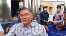 Bos Malut United, David Glen Oei/Kuasa hukum pelapor, Bahmi Bahrun, saat mencabut laporan setelah ada permintaan maaf dari pihak terlapor [Foto : istimewa]