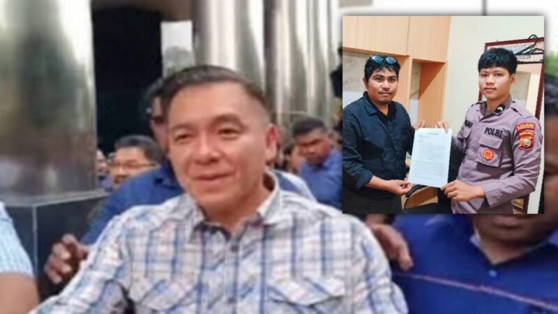 Bos Malut United, David Glen Oei/Kuasa hukum pelapor, Bahmi Bahrun, saat mencabut laporan setelah ada permintaan maaf dari pihak terlapor [Foto : istimewa]