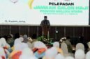 Wakil Gubernur (Wagub) Maluku Utara, H. Sarbin Sehe, secara resmi melepas jemaah calon haji (JCH) Maluku Utara tahun 2026. Prosesi pelepasan berlangsung khidmat di Asrama Haji Ternate. || dok : Ilham/Kasedata
