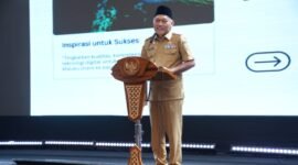 Wakil Gubernur Maluku Utara, H. Sarbin Sehe saat menyampaikan sambutan dalam kegiatan Gebyar Pelaku Usaha Maluku Utara, Onboarding dan Peningkatan Kapasitas Pelaku Usaha 2026. || dok : Humas/Adpim Malut