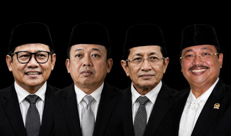 Menko PMK Abdul Muhaimin Iskandar (kiri), Menteri ATR/BPN Nusron Wahid, Menteri Agama Nasarudin Umar, dan Andi Jumaro Dulung, Ketua MPO PB IKA PMII. || dok : Kasedata
