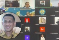 Kepala Disperkimtan Kota Ternate, Tonny S. Pontoh, saat menggelar rapat virtual bersama Kementerian Perumahan dan Kawasan Permukiman dan Satker Provinsi Malut [dok : kasedata]