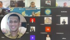 Kepala Disperkimtan Kota Ternate, Tonny S. Pontoh, saat menggelar rapat virtual bersama Kementerian Perumahan dan Kawasan Permukiman dan Satker Provinsi Malut [dok : kasedata]