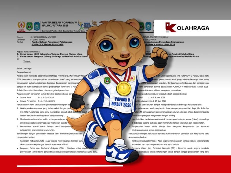 Latar surat pemberitahuan penundaan PORPROV Malut/Logo PORPROV 2026 [Dok : kasedata] 