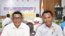 Sekretaris Umum KONI Ternate Ismunandar Fabanyo dan Ketua Harian Zulkifli Zam Zam, saat mengekuti CDM2- DRM di Halmahera Utara [dok : kasedata]