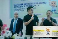 Drawing Cabor Sepak Bola PORPROV V yang berlangsumg di Hotel Grand Majang Ternate [dok : kasedata]