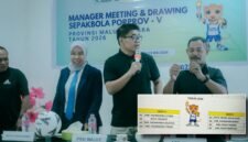 Drawing Cabor Sepak Bola PORPROV V yang berlangsumg di Hotel Grand Majang Ternate [dok : kasedata]