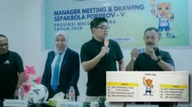 Drawing Cabor Sepak Bola PORPROV V yang berlangsumg di Hotel Grand Majang Ternate [dok : kasedata]