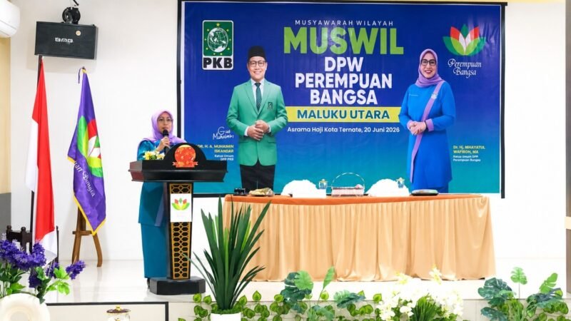 Sekretaris Jenderal DPP Perempuan Bangsa Hj. Nur Nadlifah saat membuka kegiatan Muswil DPW Perempuan Bangsa Maluku Utara. || dok : Ilham/Kasedata