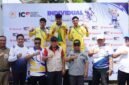 Atlet balap sepeda Kota Ternate saat berhasil menguasai podium dengan meraih medali emas, perak, dan perunggu [Foto : kelana/kasedata]