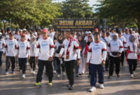 Ribuan alumni lintas angkatan tumpah ruah mengikuti kegiatan Jalan Sehat Alumni STEMAN dalam rangkaian Reuni Akbar STEMAN 2026. || dok : Kasedata.id