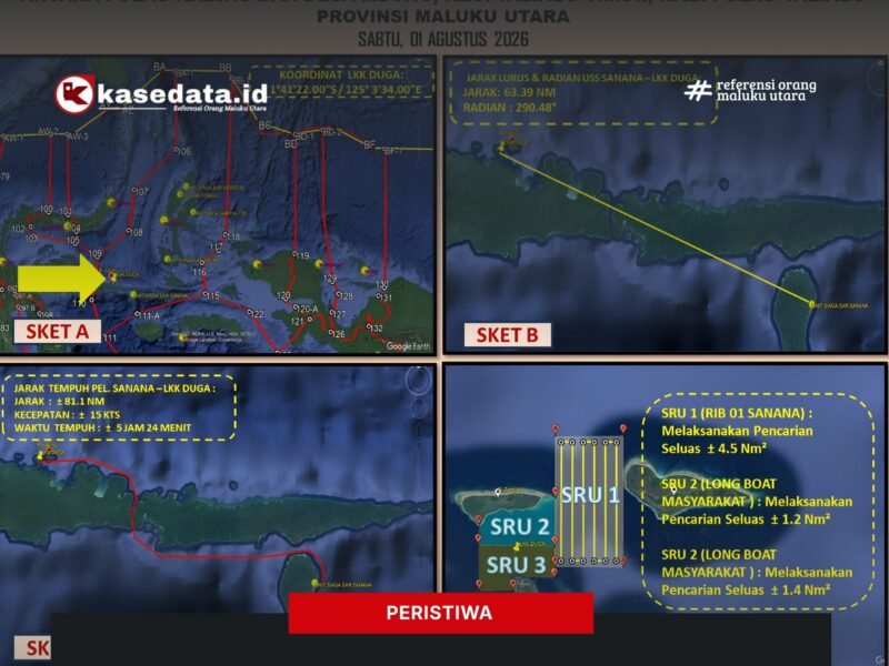 Peta kecalakaan longboat di perairan Pulau Taliabu [Dok : Tim SAR/Kasedata]