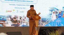 Wakil Gubernur Maluku Utata membuka kegiatan Talkshow dan Business Matching Diseminasi Kebijakan Kemitraan Usaha Nasional di Bella Hotel, Ternate. || dok : Kasedata