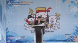 Wakil Gubernur Maluku Utara, Sarbin Sehe, saat membuka Festival Tunas Bahasa Ibu (FTBI) Tingkat Provinsi Maluku Utara Tahun 2026. || dok : Kasedata
