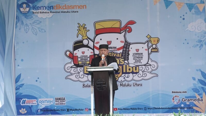 Wakil Gubernur Maluku Utara, Sarbin Sehe, saat membuka Festival Tunas Bahasa Ibu (FTBI) Tingkat Provinsi Maluku Utara Tahun 2026. || dok : Kasedata