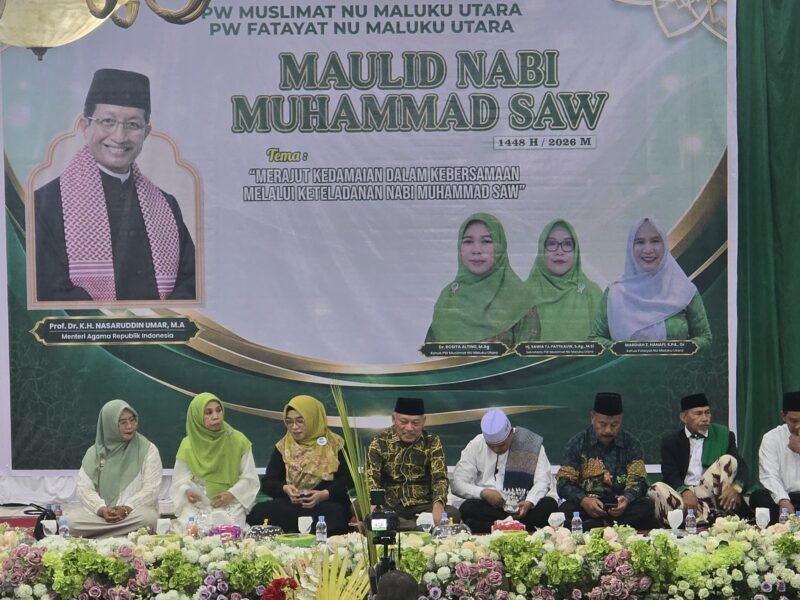Peringatan Maulid Nabi Muhammad SAW 1448 Hijriah Tahun 2026 Masehi menjadi momentum bagi Pimpinan Wilayah (PW) Muslimat Nahdlatul Ulama (NU) dan PW Fatayat NU Maluku Utara memperkuat komitmen sosial. || dok : Kasedata