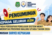 Imbauan pengisian Survei Kepuasan dan Keterikatan Pegawai ASN Tahun 2026 melalui portal INAgov oleh BKD Provinsi Maluku Utara. || Foto : Kasedata.id