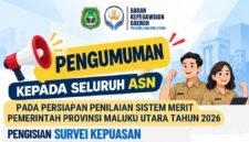 Imbauan pengisian Survei Kepuasan dan Keterikatan Pegawai ASN Tahun 2026 melalui portal INAgov oleh BKD Provinsi Maluku Utara. || Foto : Kasedata.id