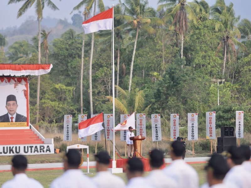 Ketua DPD Partai Gerindra Maluku Utara, Sahril Thahir secara resmi membuka Diklat Kader Laskar Partai Gerindra Angkatan Pertama Tahun 2026. || Foto : Kasedata.id