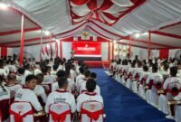 Ketua DPD Partai Gerindra Provinsi Maluku Utara, Sahril Thahir dalam sambutannya di acara Diklat. || Foto : Kasedata.id