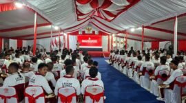 Ketua DPD Partai Gerindra Provinsi Maluku Utara, Sahril Thahir dalam sambutannya di acara Diklat. || Foto : Kasedata.id