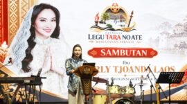 Gubernur Maluku Utara, Sherly Tjoanda Laos saat menutup Festival Legu Tara No Ate dan Musabaqah Tilawatil Quran (MTQ) Jaziratul Mulk di halaman Kedaton Kesultanan Ternate. || Foto : Kasedata.id