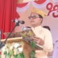 Kadikbud Provinsi Maluku Utara, Abubakar Abdullah, saat menjadi Inspektur Upacara (Irup) peringatan Hari Sumpah Pemuda di SMA Negeri 3 Halmahera Selatan, Desa Gitang. || Foto : Kasedata.id
