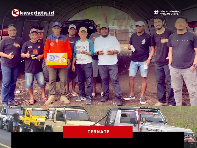 Ternate Jeep Community (TJC) saat menyaluarkan bantuan logistik ke petugas karhutla di TPA Takome [dok : kasedata]