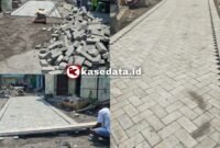 Pekerjaan jalan paving yang berlangsung di lingkungan RT 06 Kelurahan Kayu Merah [dok : kasedata.id]