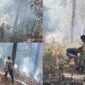 Kebakaran lahan yang melanda kawasan Taman Love, Kelurahan Moya